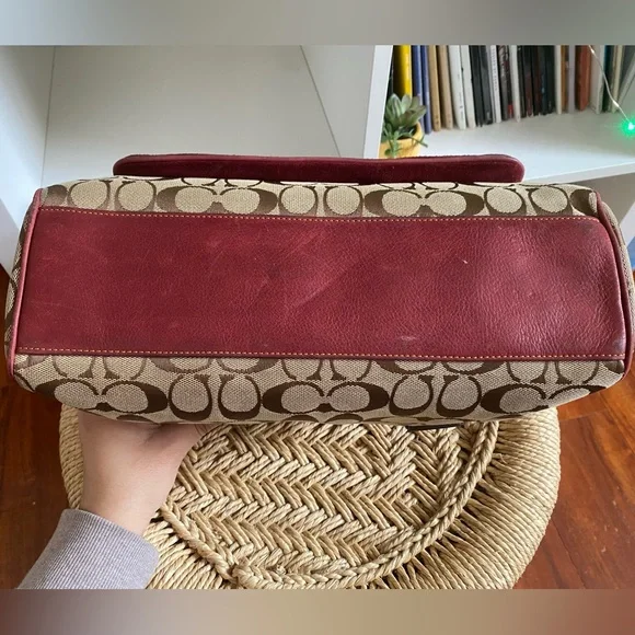 COACH Vintage Y2K Special Edition Fall 2004 Burgundy Suede Monogram Shoulder Bag - Picture 14 of 16